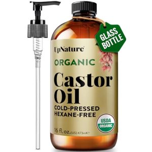 UpNature Organic Castor Oil Cold Pressed Glass Bottle 16oz