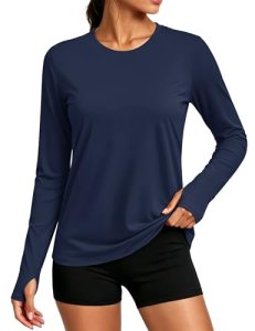 MAGCOMSEN Women’s Long Sleeve Workout Tops UPF 80+ Sun Protection Rash Guard Ath