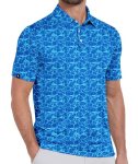 ZITY Mens Print Polo Shirts Short Sleeve Moisture Wicking Shirts for Men Golf Te