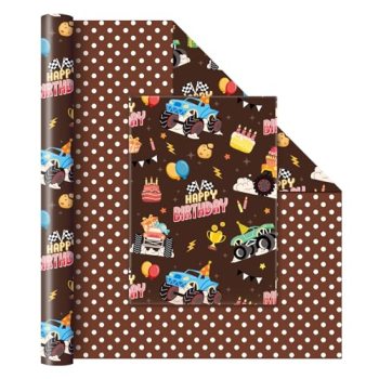 WERNNSAI Monster Truck Wrapping Paper Roll