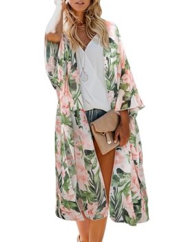 MayBuy Beach Cover Ups for Women Kimonos Boho Swimsuit Chiffon Coverups Long Flo