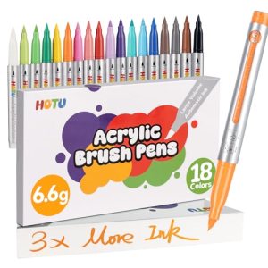 HOTU Long Lasting Acrylic Paint Markers Brush Tip 18 Colors