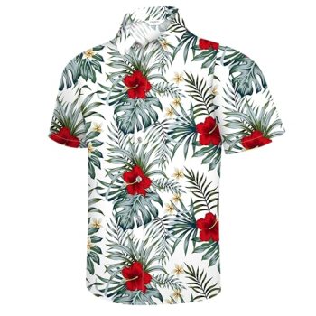 Hawaiian Shirt for Men, Tropical Shirts for Mens Summer Button Down Shirt Men Sh