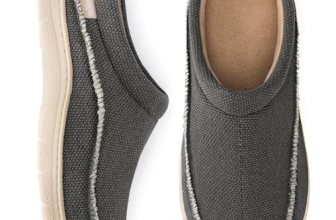 Zigzagger Mens Canvas Slip on House Slippers Indoor Outdoor(Grey 7-8)