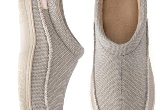 Zigzagger Mens Canvas Slip on House Slippers Indoor Outdoor(Light Grey 11-12)
