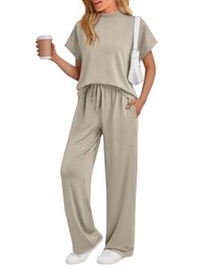AUTOMET Women’s 2 Piece Matching Lounge Sets 2026 Summer Mock Neck Sweatsuits Sh