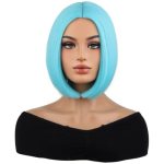 MAGQOO Light Blue Wig for Women Girls Blue Bob Wig Short Straight Blue Wig Middl