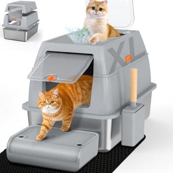 SZEE XL Stainless Steel Litter Box with Lid