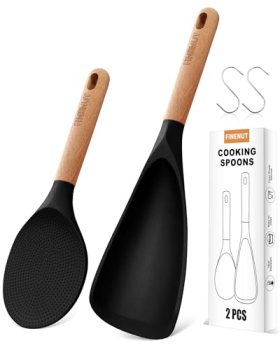 FINENUT Cooking Spoon Multifunction Spoonula Silicone Spatula Spoon 2-Pack