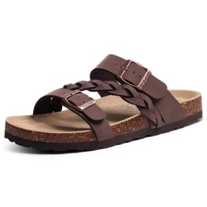 KIDMI Women’s Cork Footbed Sandals with Arch Support Comfortable Slip-On Slide S