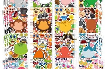 Stickers for Kids – 48 Sheets 8.6″ X 5.8″ Party Favors Animal Make a face Sticke