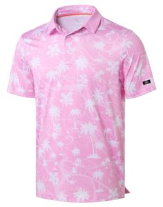 Obla Mens Golf Polo Shirts Short Sleeve Dry Fit Casual Print Collared Golf Shirt