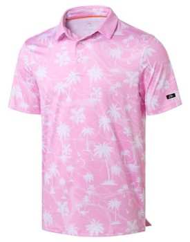 Obla Mens Golf Polo Shirts Short Sleeve Dry Fit Casual Print Collared Golf Shirt