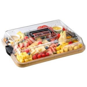 Charcuterie Boards with Lid, Bamboo Cheese Board Set with Locking Lid with Handl