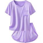 Petite&Me silky Girls Pajamas Soft T-Shirt Flowy Shorts Flora Party Sleepwear Se