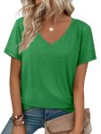 ATHMILE T St Patricks Day Shirts Short Sleeve V Neck Tees for Women Fashion Tops
