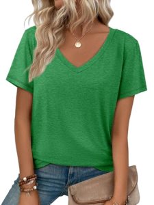 ATHMILE T St Patricks Day Shirts Short Sleeve V Neck Tees for Women Fashion Tops
