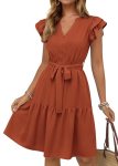 KIRUNDO Summer Dresses for Women 2026 Spring Flutter Sleeve V Neck Ruffle Flowy