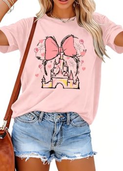 Women Magic Kingdom Shirt Castle Graphic Shirts Casual Family Vacation Holiday T