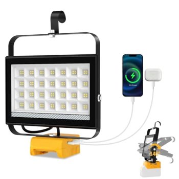 T-SUN 100W LED Work Light Compatible with Dewalt 20V Max Battery