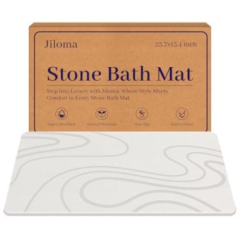 Jiloma Stone Bath Mat Diatomite Stone Mats for Bathroom Non-Slip Diatomaceous Ea