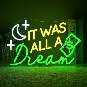 VVYXX It Was All a Dream Neon Sign Wall Decor Neon Light Bedroom Wall Decor Suit