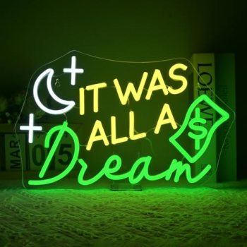 VVYXX It Was All a Dream Neon Sign Wall Decor Neon Light Bedroom Wall Decor Suit
