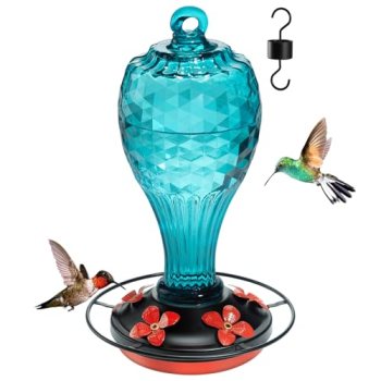 Jarkyfine 20 OZ Glass Hummingbird Feeders for Outdoors Hanging