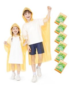 Rain Ponchos Family Pack – Disposable Poncho for Kids with Drawstring Hood