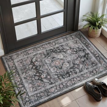 AMOAMI-2X3 Small Rug-Washable Rugs Entryway Mat Indoor-Soft Vintage Non Slip Rug