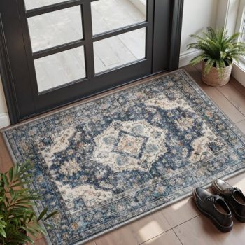 AMOAMI-2X3 Small Rug-Washable Rugs Entryway Mat Indoor-Soft Vintage Non Slip Rug