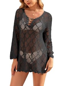 VIAURBE Women’s Crochet Cover Ups 2026 Hollow Out Bathing Suit Bikini Coverup Kn