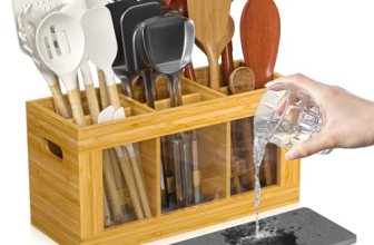 Yofidra Bamboo Utensil Holder & Silverware Organizer: Extra Large Cooking Holder