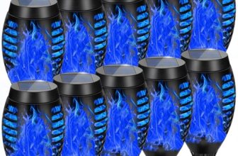 AOUNQ Solar Lights Outdoor, Upgraded 10 Pack Blue Solar Torch Light with Flicker