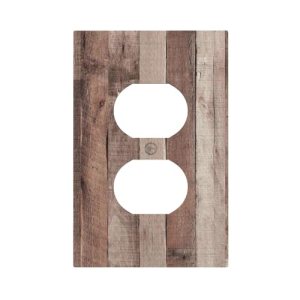 Wpshijia Decorative Outlet Covers Rustic Barn wood Westen country Retro Wooden 1