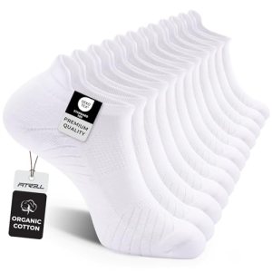 FITRELL 6 Pack Men’s Athletic Running Ankle Socks Cushioned Low Cut Tab Wicking