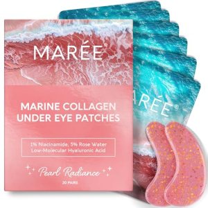 MAREE Pink Eye Gels – Marine Collagen Under Eye Patches for Puffy Eyes and Dark