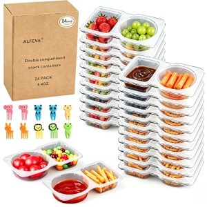ALFEVA 24 Pcs Reusable Snack Containers with Lids Portion control
