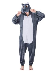 JUOLOET Unisex Adult Onesie Pajamas Hippo Animal One Piece Snug Fit Halloween Co