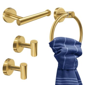 PokShow 4Pcs Gold Bathroom Accessories Set