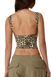 QINSEN Womens Slimming Fit Crop Top Open Back Boat Neck Double Lined T Shirt Tan