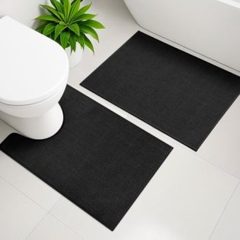 YIHOUSE Black Bathroom Rug Sets 2 Piece