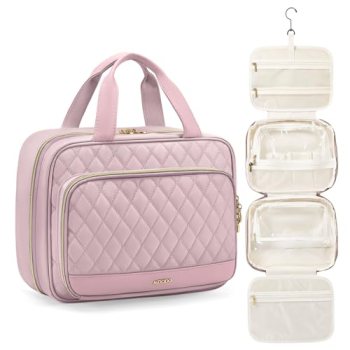 MDODO Travel Toiletry Bag for Women Hanging Cosmetic Organizer with Brush Compar
