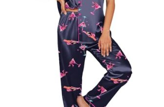 Ekouaer Silk Satin Pajamas Set Women Short Sleeve Sleepwear Soft Button Down Lou