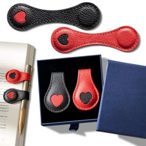 2Pcs Magnetic Leather Bookmarks with Gift Box Magnetic Pen Holder Book Marks Cli