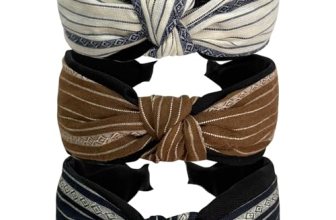 Jseng 3PC Boho Braid Headband Cloth Cross Knot Elastic Hair Hoop Striped Linen W