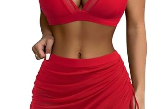 SUUKSESS Womens Swim Skirt High Waisted Bikini Sets Modest Mesh Curvy wimsuits S
