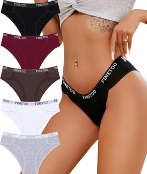 FINETOO Cotton Underwear for Women Cheeky Panties Sexy Hipster Bikini Underwear