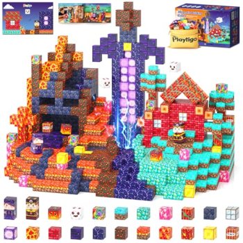 Playtigo 154PCS Magnetic Blocks Mine Magnet World Block Cubes Toy with Magnet Bo