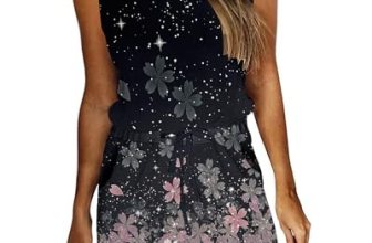 AUSELILY Womens Summer Dress Casual Sleeveless Sundresses Drawstring Waist Beach